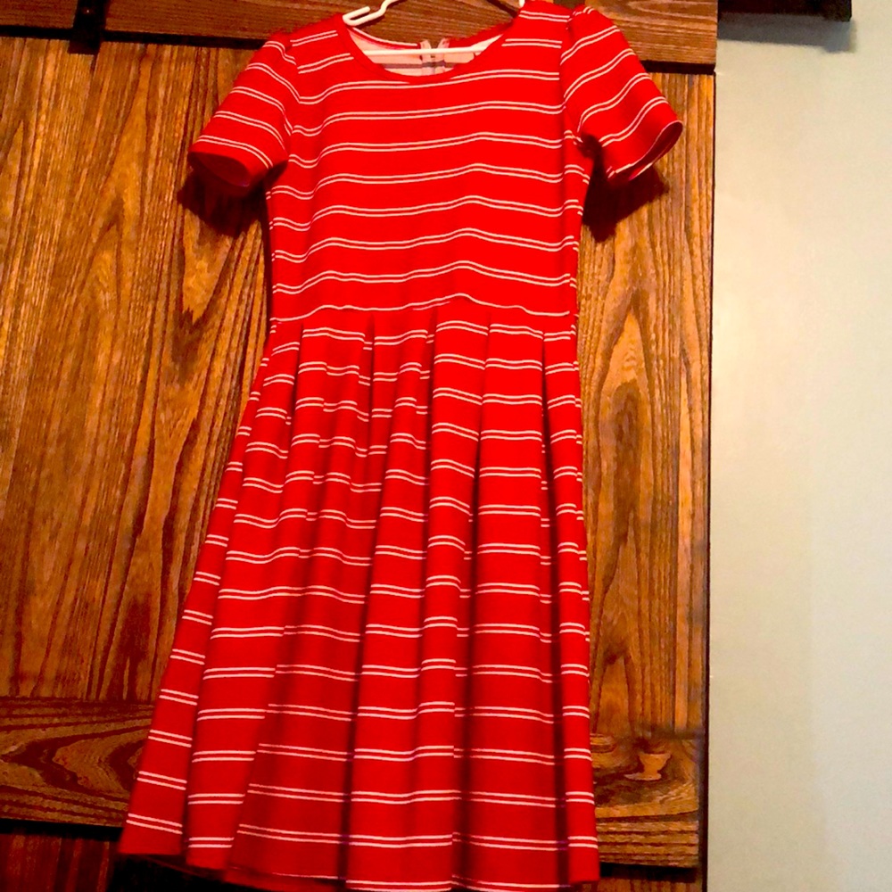 Red Striped LulaRoe Amelia dress